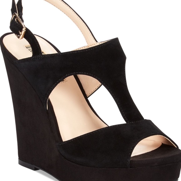 INC International Concepts Shoes - 🌟NEW CONDITION🌟Black faux suede strappy wedges